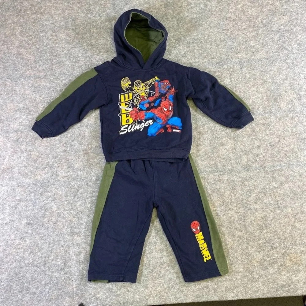 Marvel Spiderman Sweat Suit Set 5T Hoodie & 4T Pants Outfit Spider Sense 2009